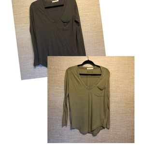 Lot of Two We The Free Free People Long Sleeve T-shirt Green Grey XS